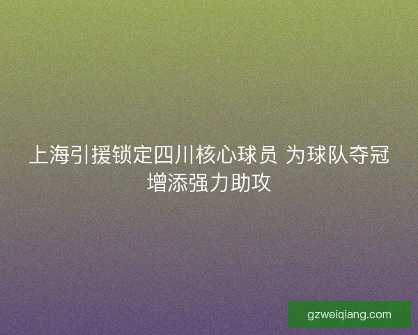 上海引援锁定四川核心球员 为球队夺冠增添强力助攻