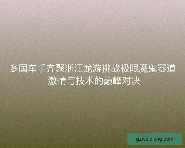 多国车手齐聚浙江龙游挑战极限魔鬼赛道 激情与技术的巅峰对决