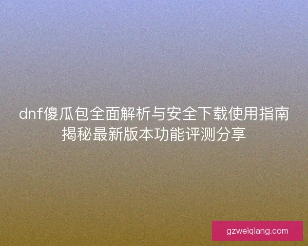 dnf傻瓜包全面解析与安全下载使用指南揭秘最新版本功能评测分享