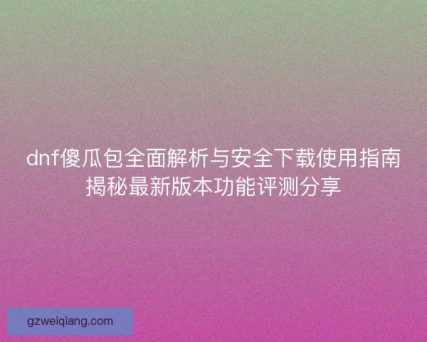 dnf傻瓜包全面解析与安全下载使用指南揭秘最新版本功能评测分享