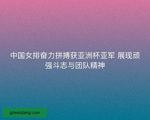 中国女排奋力拼搏获亚洲杯亚军 展现顽强斗志与团队精神